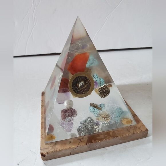 Glass Pyramid w/Gems  - Picture 7 of 11